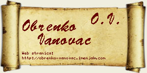 Obrenko Vanovac vizit kartica